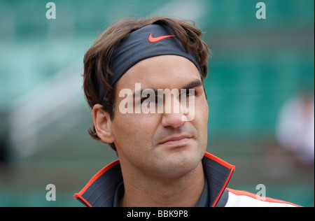Portrait de joueur de tennis Roger Federer(SUI) à Roland Garros Banque D'Images