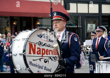 Ville de Naperville. Memorial Day Parade Lundi, 25 mai 2009. Harmonie municipale. Banque D'Images