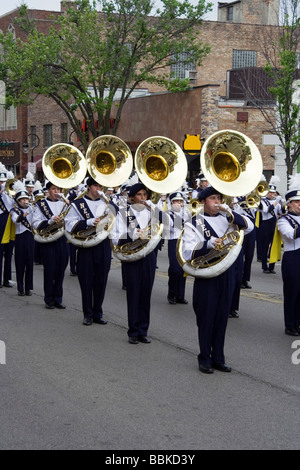 Ville de Naperville. Memorial Day Parade Lundi, 25 mai 2009. Marching Wildcats. Neuqua Valley High School. Banque D'Images