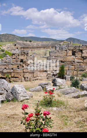 Vue du théâtre, Hiérapolis, province de Denizli, République de Türkiye Banque D'Images