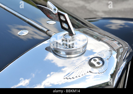 Le radiateur et le logo de la vieille Bentley Banque D'Images