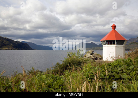 Phare à l'Amérique du fjord, Sogn og Fjordane, Norvège Banque D'Images