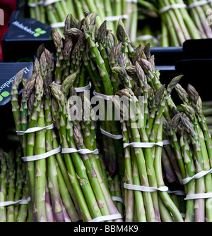 Petits pains d'asperges en vente au marché de Borough à Londres. Banque D'Images