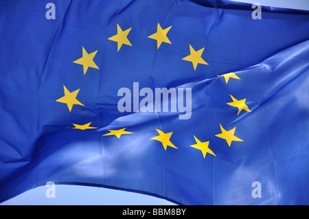 Drapeau de l'Union européenne, Cala d'Or, Santanyi Municipalité, Majorque, Îles Baléares, Espagne Banque D'Images