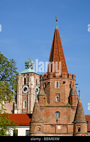 Porte Kreuztor, Aussaetzigenhaus, lépreux' house, Zur Schoenen Unserer Lieben Frau, cathédrale de Notre Dame à l'arrière, landmar Banque D'Images