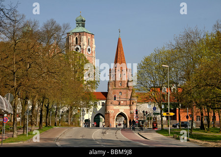 Porte Kreuztor, Aussaetzigenhaus, lépreux' house, Zur Schoenen Unserer Lieben Frau church, la cathédrale de Notre Dame à l'arrière, landmar Banque D'Images