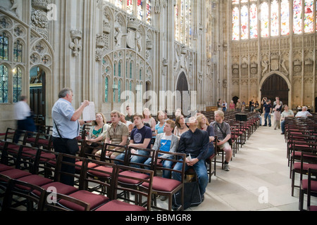 Visite guidée en cours, Kings College, Cambridge, Royaume-Uni Banque D'Images