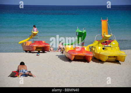 Vue sur la plage, Cala Millor, Sant Llorenç des Cardassar Municipalité, Majorque, Îles Baléares, Espagne Banque D'Images