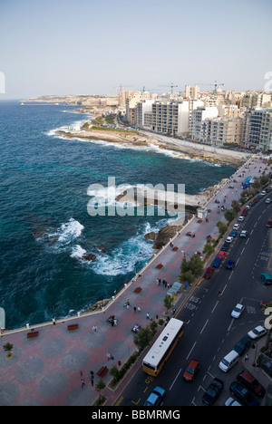 Le littoral à Sliema à Malte, de l'Union européenne. Banque D'Images