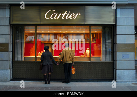 Couple Cartier vitrine, Zurich, Suisse Banque D'Images