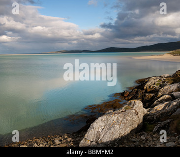 Nuages sur Luskentyre beach, Isle of Harris, Hébrides extérieures, en Écosse Banque D'Images