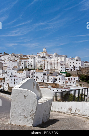 Avis d'une partie de la vieille ville de Vejer de la Frontera, Andalousie, Espagne, Europe Banque D'Images