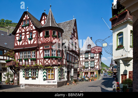 Vue de la vieille maison de la vieille ville de Bacharch, UNESCO World Heritage Vallée du Haut-Rhin moyen, Bacharach, Rhineland Palati Banque D'Images
