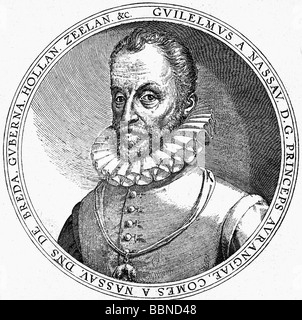 William J 'Le silence', Prince d'Orange, 25.4.1533 - 10.7.1584, stathouder de Hollande et de Zélande 1572 - 1584, portrait, gravure sur cuivre contemporain, 16e siècle, l'artiste n'a pas d'auteur pour être effacé Banque D'Images