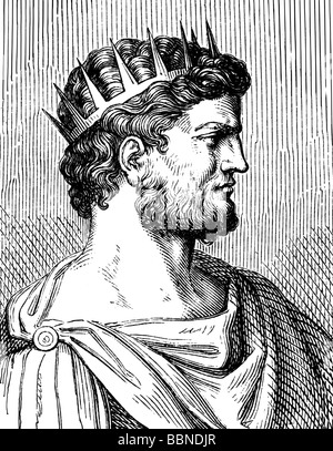 Constantine I 'le Grand' (Flavius Valerius Constantinus) vers 280 - 2.5.337 AD, empereur romain 306 - 337 AD, portrait, vue latérale, gravure en bois, XIXe siècle, Banque D'Images