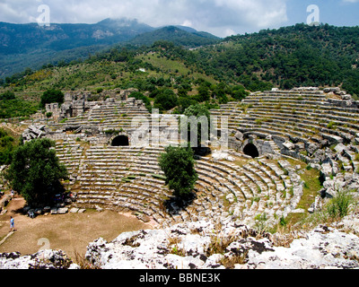 Ampetheater dans la ville antique de Caunos Kaunos (ruines) Dalyan Turquie Banque D'Images