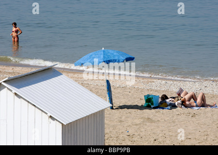 La PLAGE DE VILLERS-SUR-MER, Calvados (14), NORMANDIE, France Banque D'Images