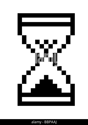 Minuterie ordinateur symbole de sablier en noir isolé sur fond blanc Banque D'Images