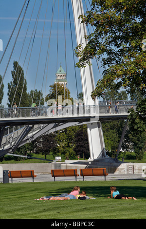 La passerelle Mimram, DEUX-RIVES JARDIN, STRASBOURG, BAS RHIN (67), Alsace, France, Europe Banque D'Images