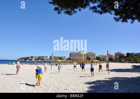 Beach-volley, Palmanova, municipalité de Calvià, Majorque, Îles Baléares, Espagne Banque D'Images