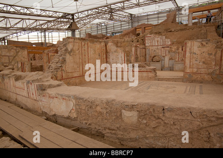 Murales sur les murs des maisons anciennes d'être excevated à Ephèse en Turquie Banque D'Images