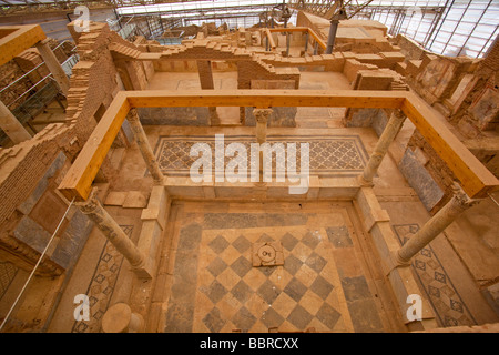 L'intérieur de l'ancienne maison d'être excevated à Ephèse Turquie Banque D'Images