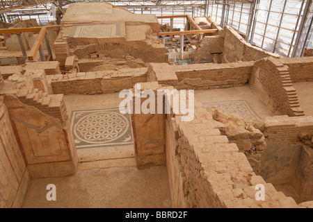 L'intérieur de l'ancienne maison d'être excevated à Ephèse Turquie Banque D'Images