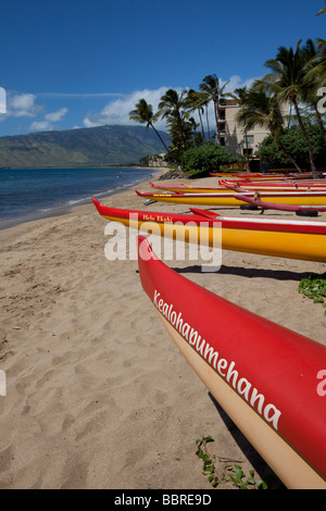 Outrigger Canoe Maipoinaoeiau Beach Park Kihei Maui Hawaii Banque D'Images