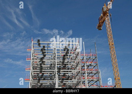 Bâtiment en construction à ossature d'acier Banque D'Images