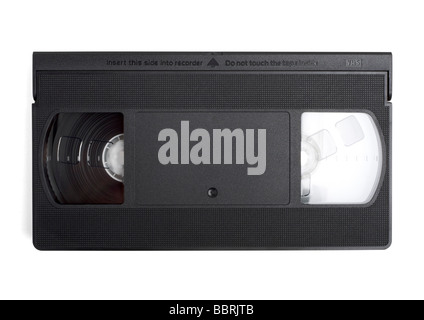 Cassette vidéo VHS sur fond blanc Banque D'Images