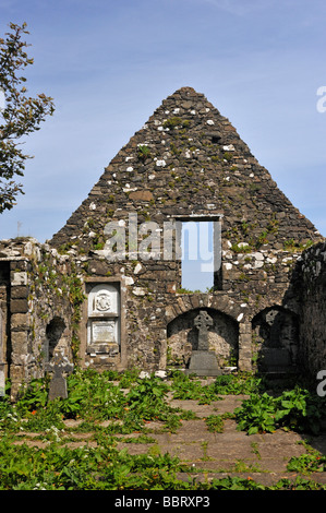 L'intérieur. L'église en ruine de Saint Mary, Kilmuir, Dunvegan, Isle of Skye, Hébrides intérieures, Ecosse, Royaume-Uni, Europe. Banque D'Images