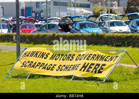 Un garage à Cornwall le gouvernement de publicité à la casse Banque D'Images