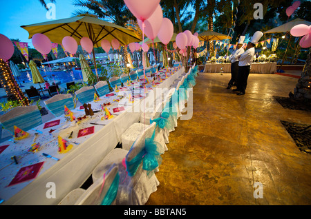 Dubaï préparatifs de fête d'anniversaire pour enfants à l'Habtoor Grand Banque D'Images