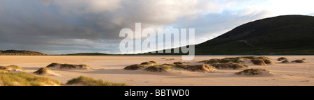 Plage de Traigh Scarista, Isle of Harris, Hébrides extérieures, en Écosse, vue panoramique Banque D'Images