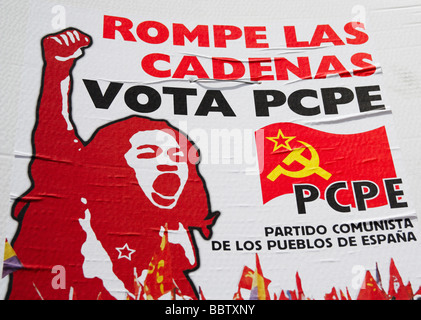 L'affiche du parti communiste en Espagne pendant les élections Banque D'Images