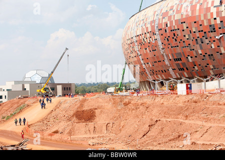 Stade de soccer CityFootball en construction pour la Coupe du Monde 2010 Afrique du Sud Soweto Banque D'Images