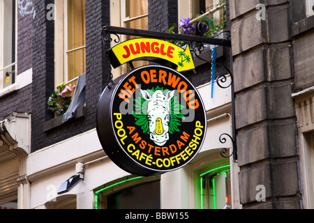 Signer pour la Jungle Coffee shop dans le quartier Rouge à Amsterdam Banque D'Images