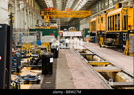 Intérieur de Eastleigh travaux ferroviaires, Eastleigh, Hampshire, Royaume-Uni. Banque D'Images