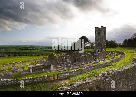 16e siècle Ruines de l'abbaye de St Patrick sur la Colline de Slane, Slane, comté de Meath, Irlande Banque D'Images