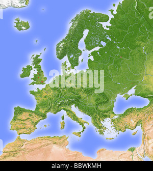 L'Europe, carte en relief ombré. Banque D'Images