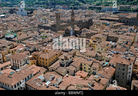 Vue panoramique de Florence, à partir de l'hôtel Campanile. Florence, Italie. Banque D'Images