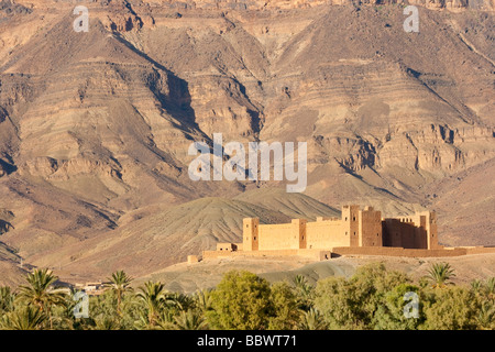 Kasbah de Tamnougalt et Jebel Kissane dans l'Anti Atlas dans la vallée du Draa au Maroc Afrique du Nord Banque D'Images