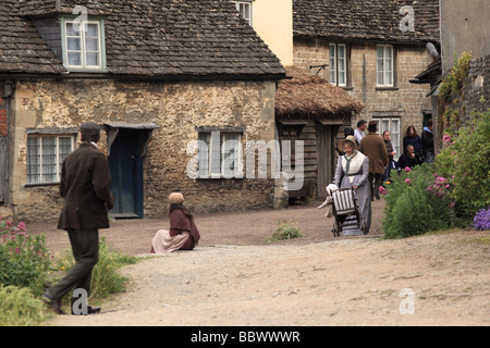 Tournage de la série BBC Cranford à Lacock, Wiltshire, Angleterre, Royaume-Uni Banque D'Images