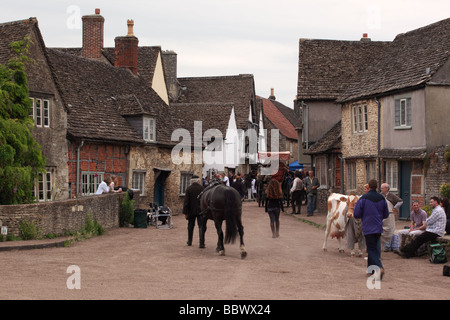 Tournage de la série BBC Cranford à Lacock, Wiltshire, Angleterre, Royaume-Uni Banque D'Images