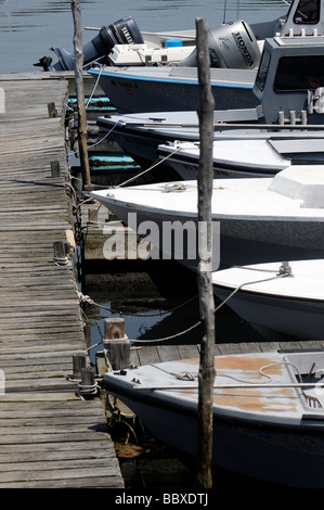 Praire des bateaux de pêche à quai dans la baie de Narragansett Rhode Island Banque D'Images