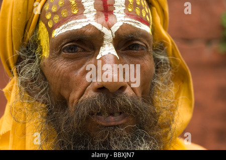 Vieux saddhu hindou au Népal Banque D'Images