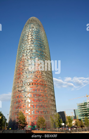 La Torre Agbar, immeuble de bureaux modernes, Barcelone Espagne Banque D'Images