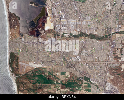 Carte aérienne vue au-dessus du sud de la baie de San Diego à la frontière du Mexique Imperial Beach Olf Dream field airport Banque D'Images