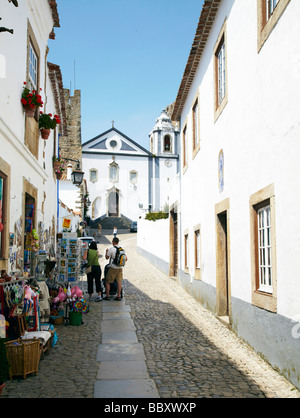 Scène de rue, Obidos, Portugal Banque D'Images