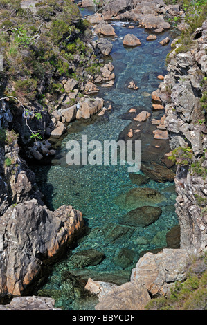 Formations de roche. La Fée des piscines, Allt' Coco a' Mhadaidh Creich, Coire na, Glen cassante, ont profité, Ile de Skye, Ecosse, Royaume-Uni Banque D'Images